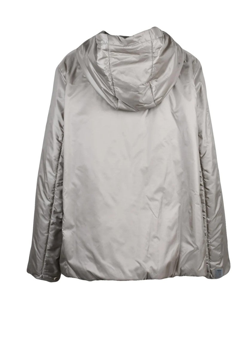 Max Mara Grey Polyester Down Zip Greenh Coat