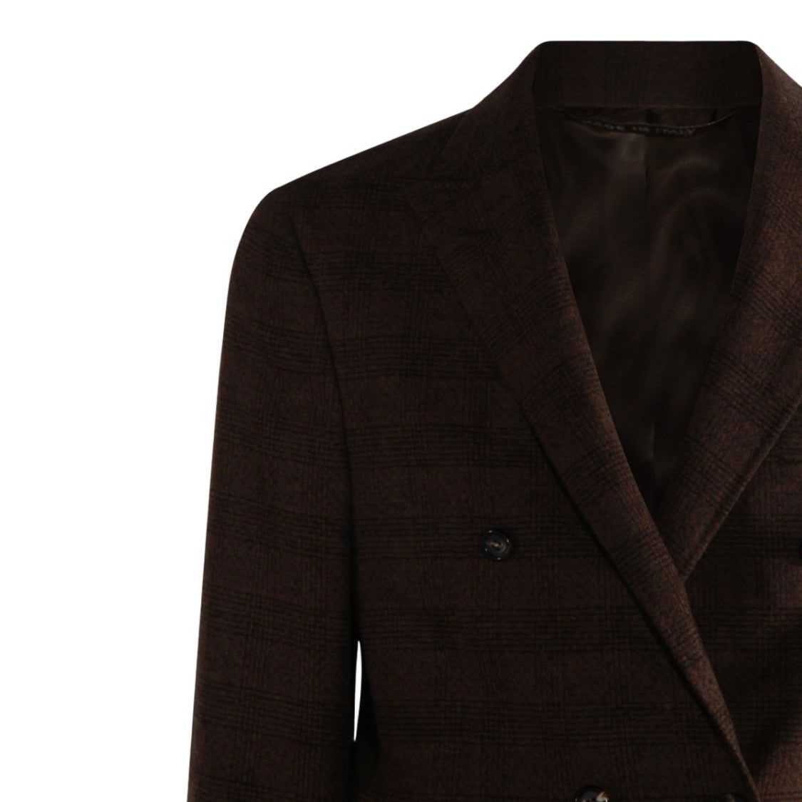 Canali Double-Breasted Checkered Jacket In Deep Brown Tones