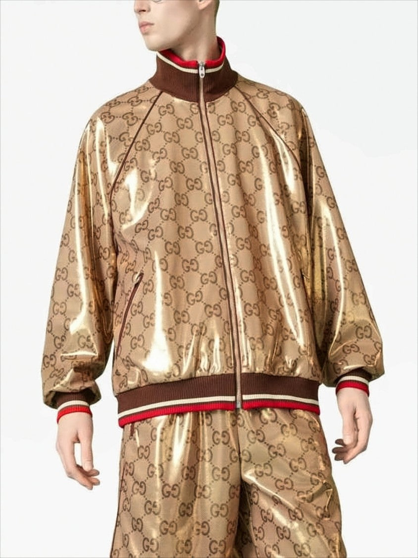 Gucci Glossy Monogram Bomber Jacket