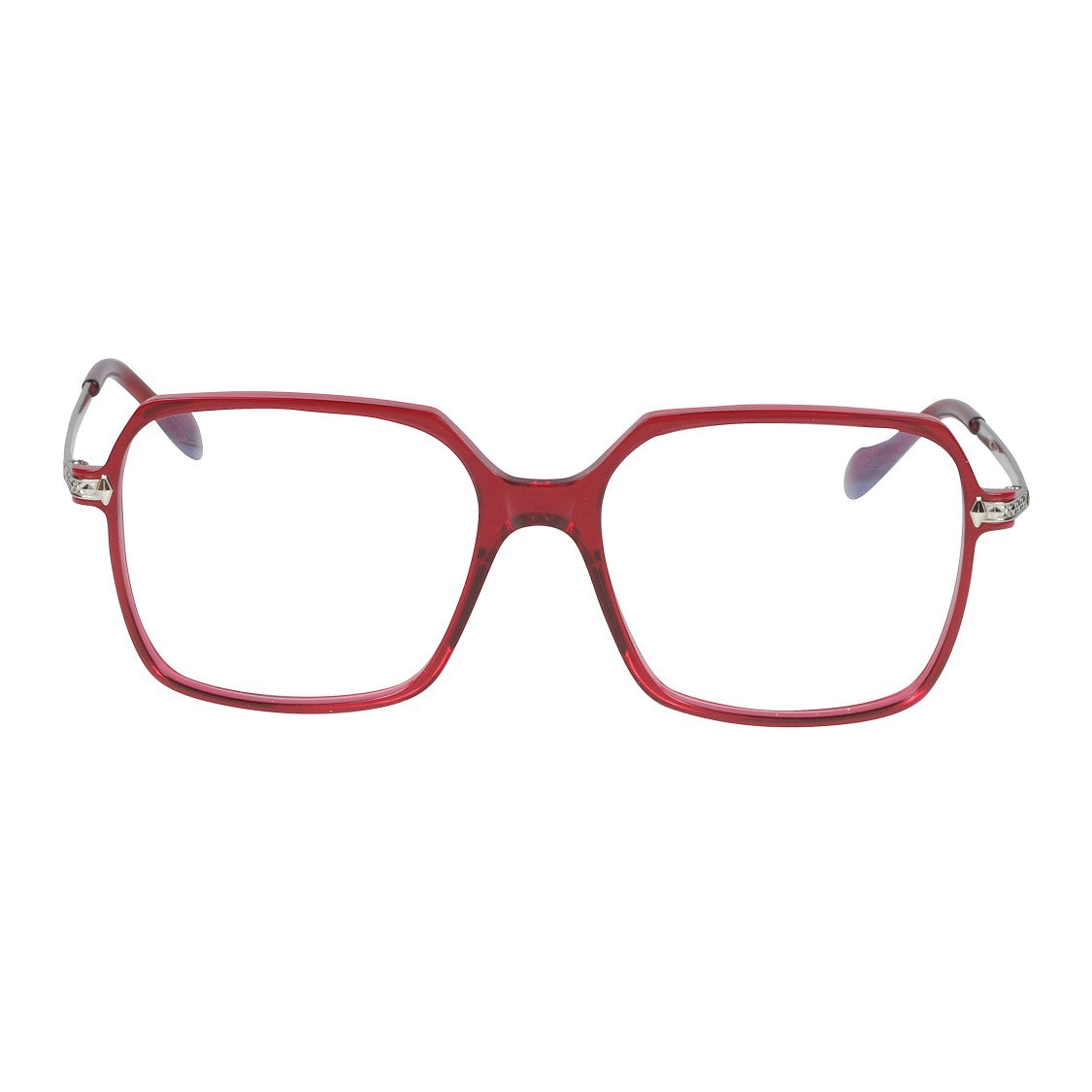 Kador Megan-V Square-Frame Red Eyeglasses With Metallic Temples