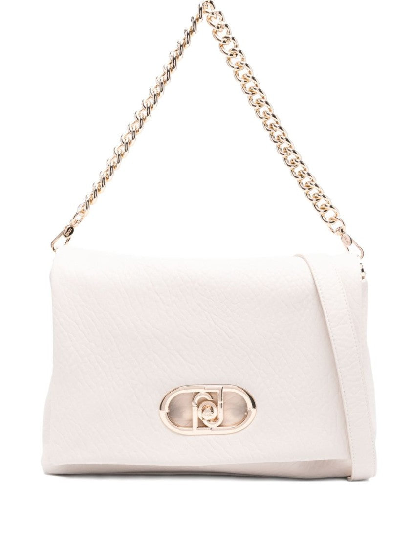 Liu Jo Textured Gray Shoulder Bag With Gold Clasp
