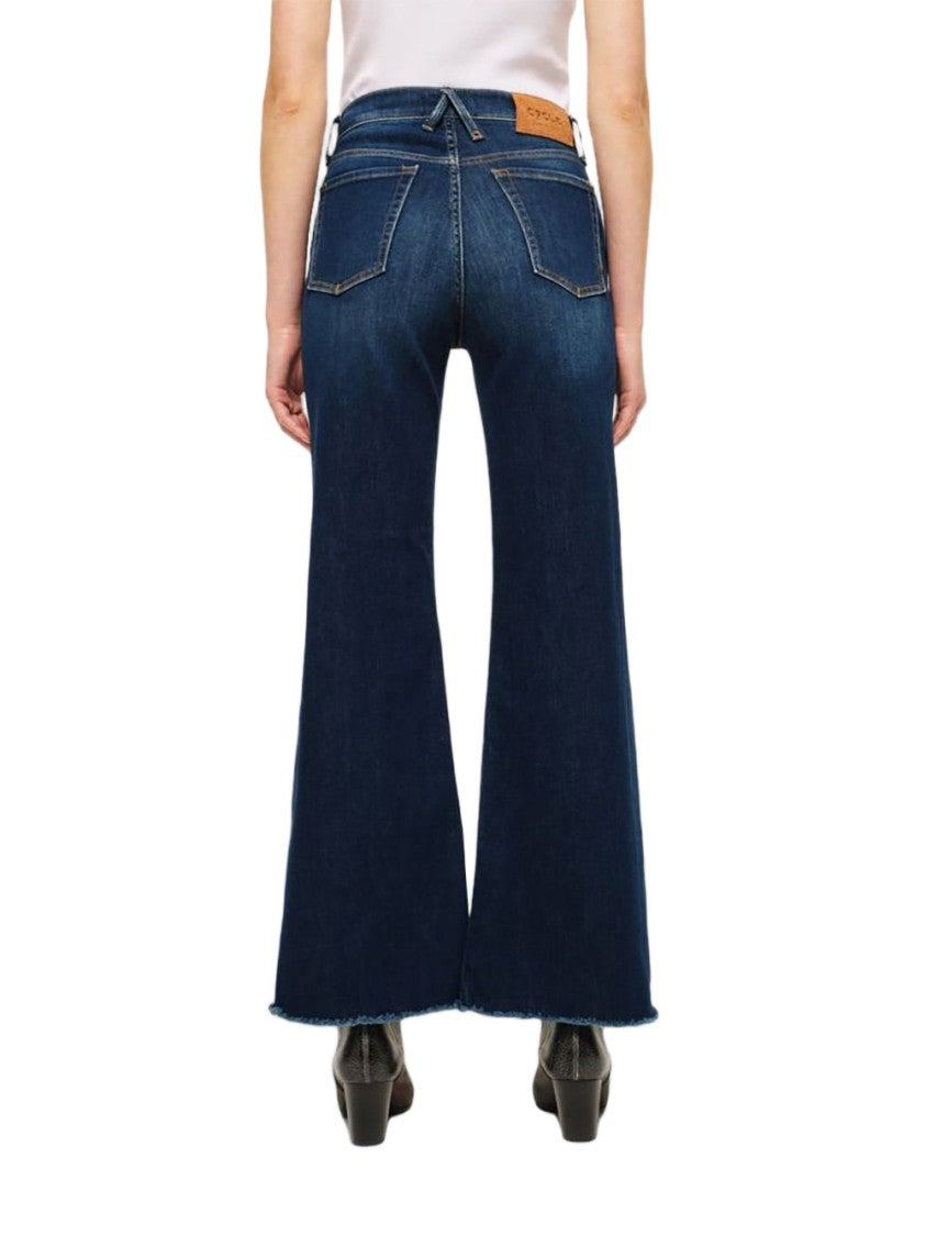 Cycle Navy Blue Luna Vintage Wash Flared Jeans