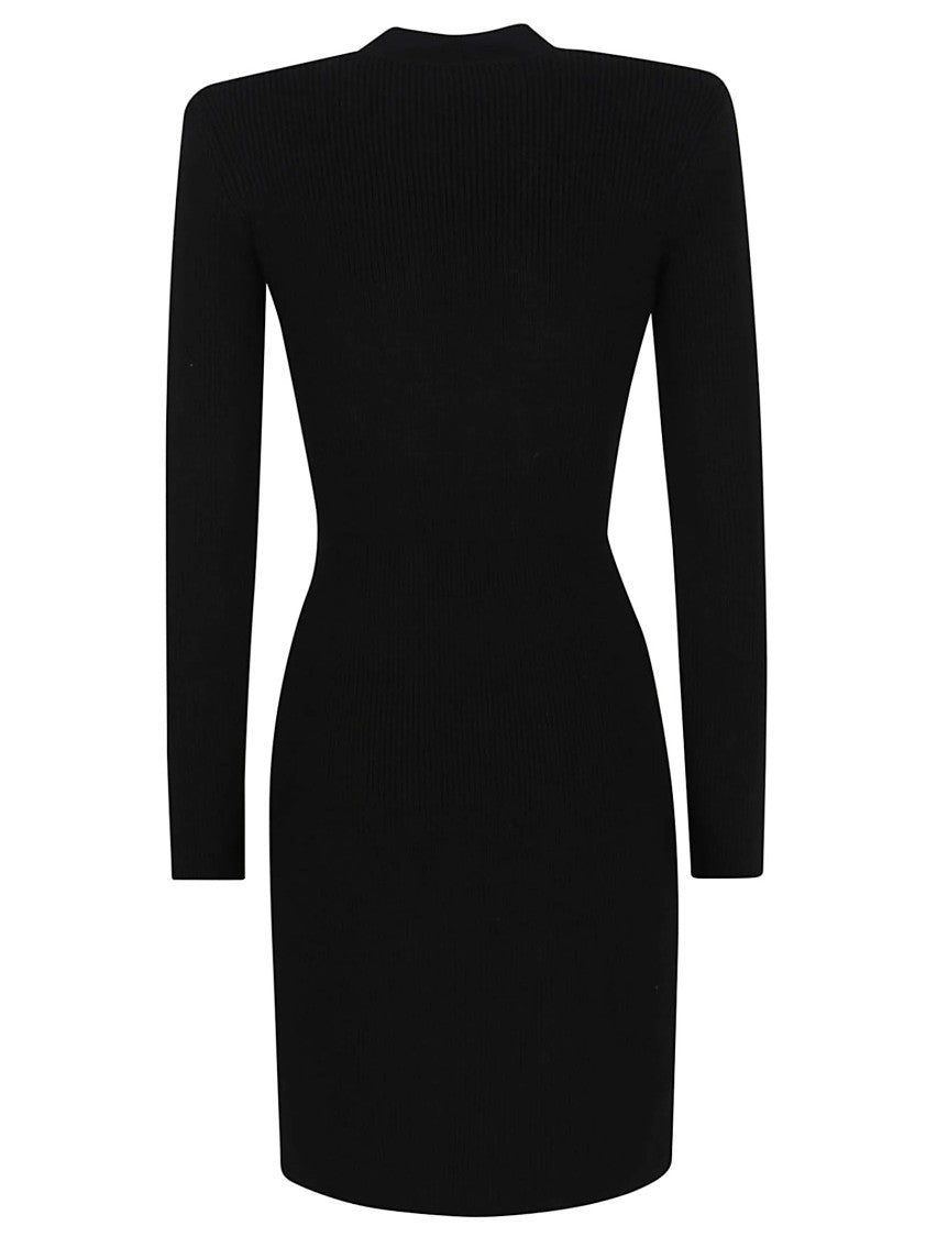 Elisabetta Franchi Double-Breasted Knit Mini Dress With Turnbuckle Straps