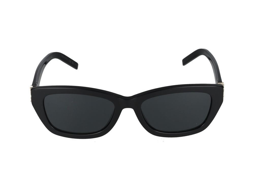 Saint Laurent Black Metallic Accents Oversized Square Sunglasses