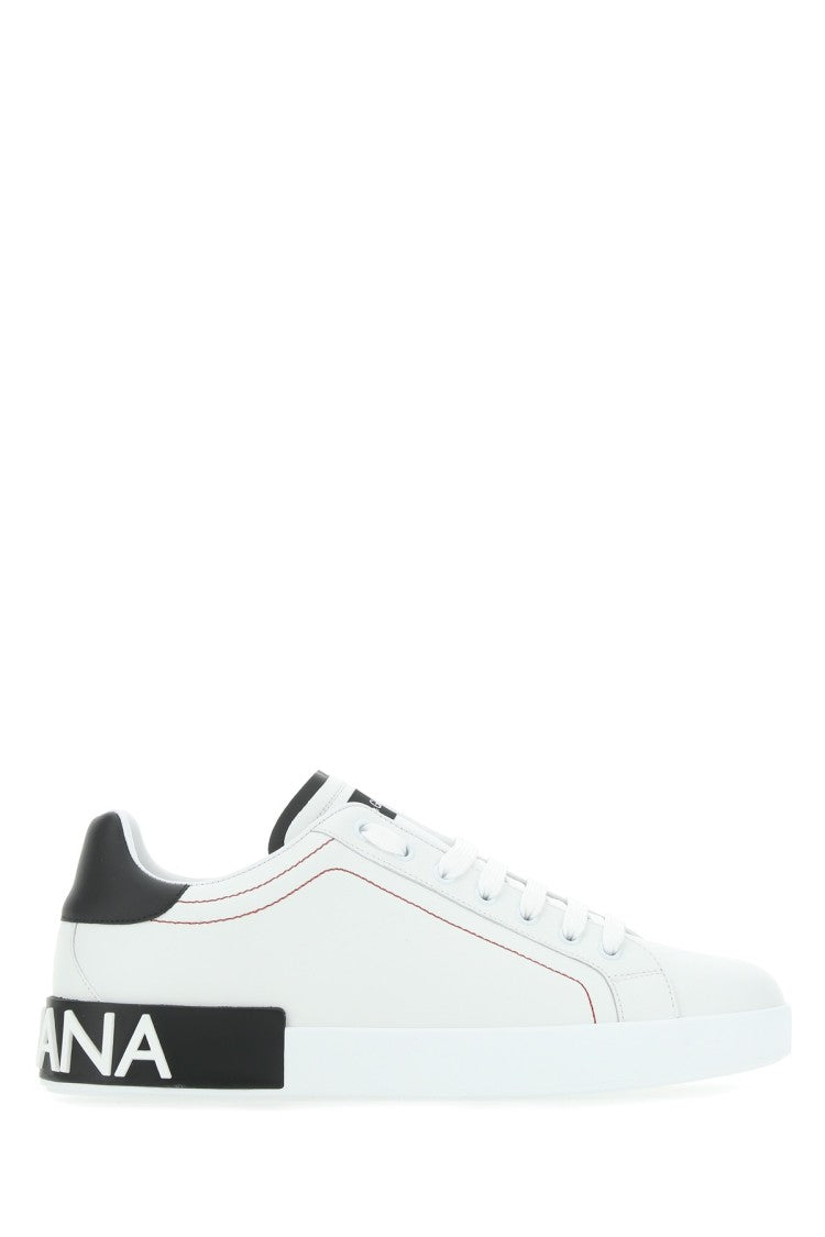 Dolce & Gabbana White Nappa Leather Portofino Sneakers