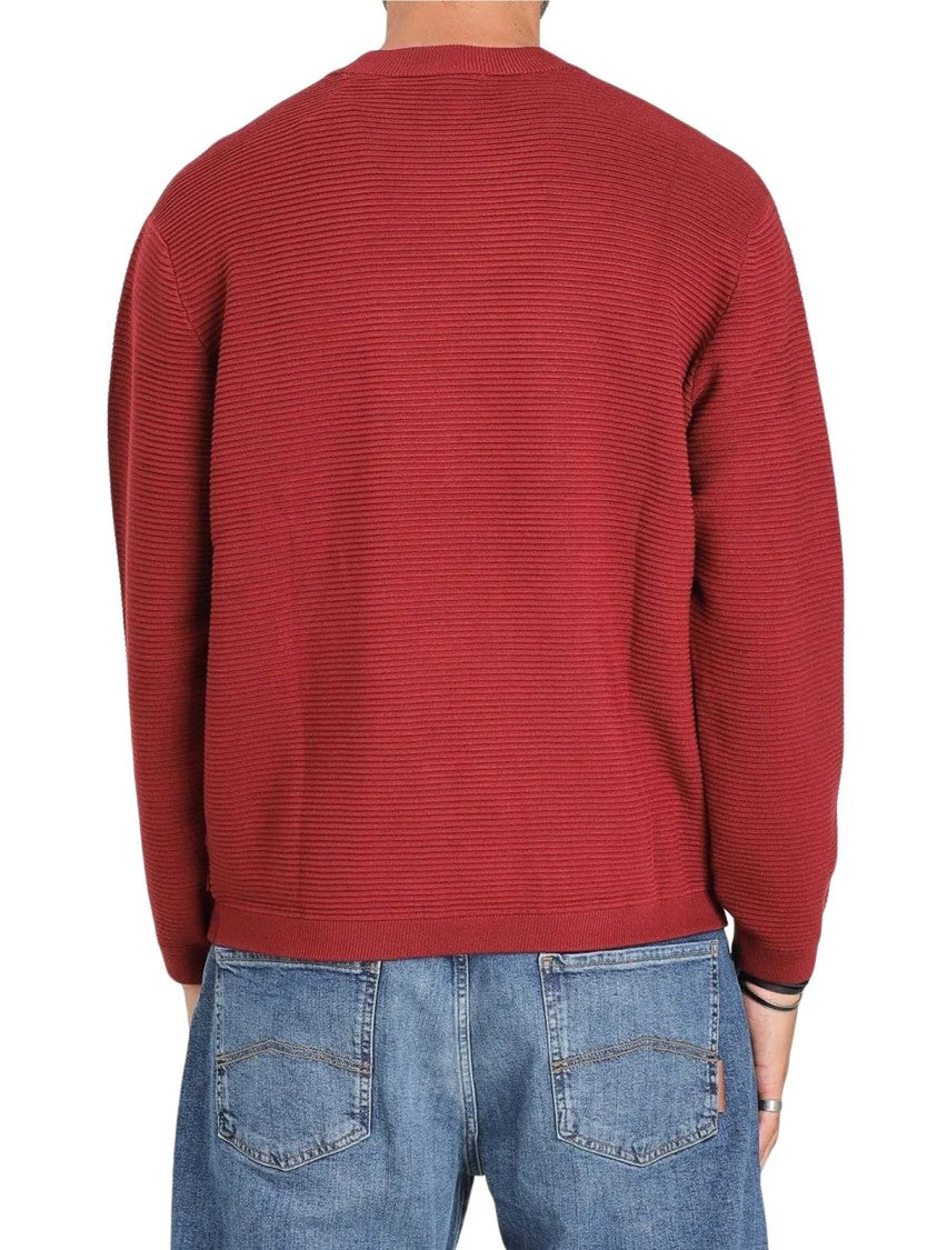 Armani Exchange Red Viscose-Blend Crewneck Sweater