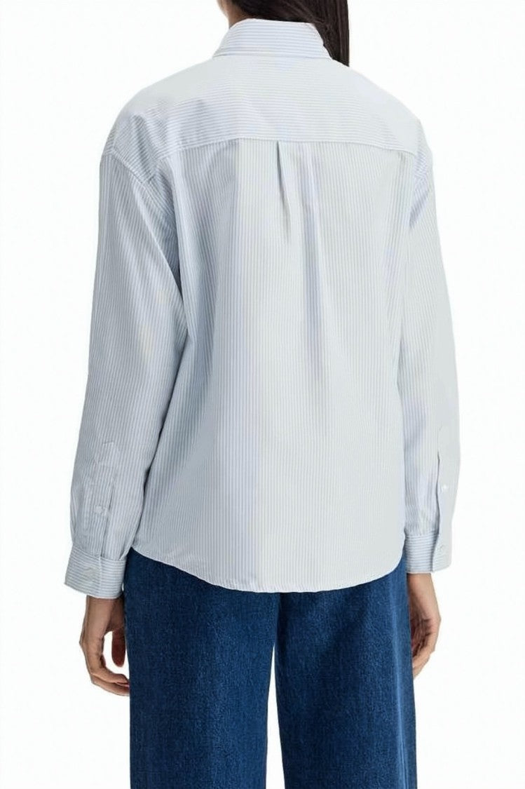 A.P.C. Relaxed-Fit White Shirt With Vertical Pinstripe Pattern