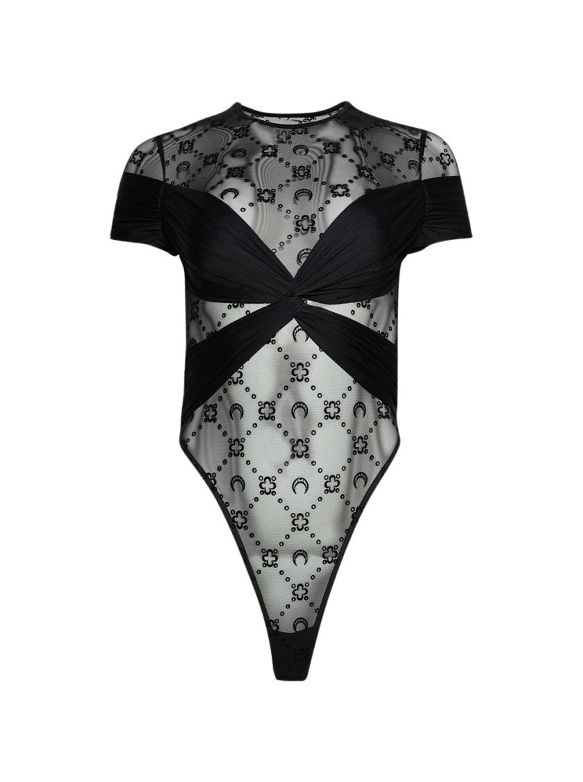 Marine Serre Draped Jersey Bodysuit Black