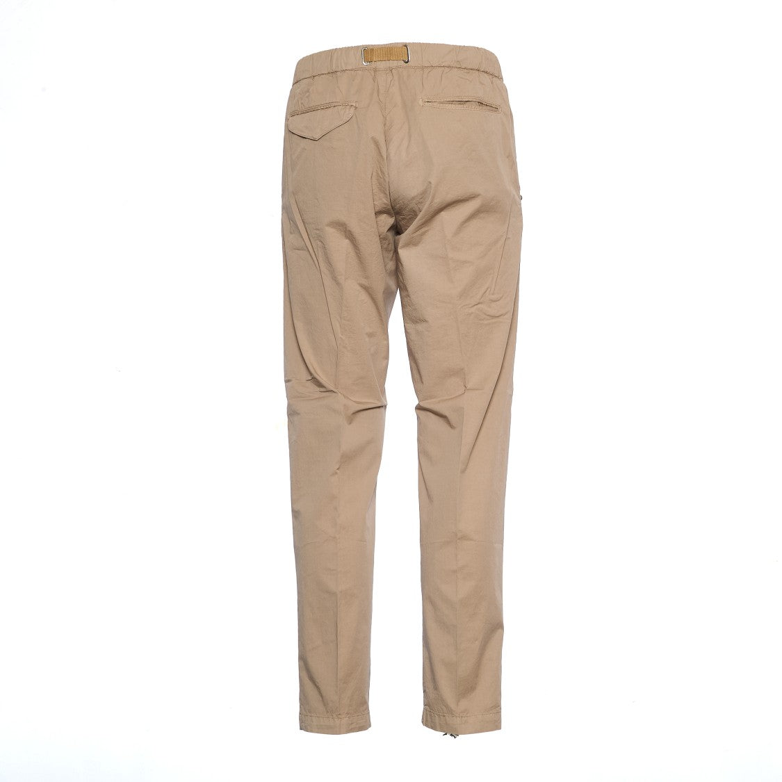 Whitesand Beige Drawstring Waist Pants With Flap Pockets