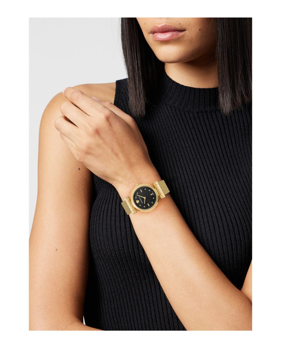 Versace Regalia Bracelet Watch With Black Guilloche Dial