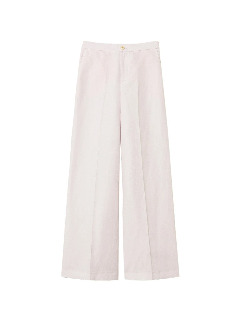 Twin-Set Pantalone High-Waisted Wide-Leg Linen Pants