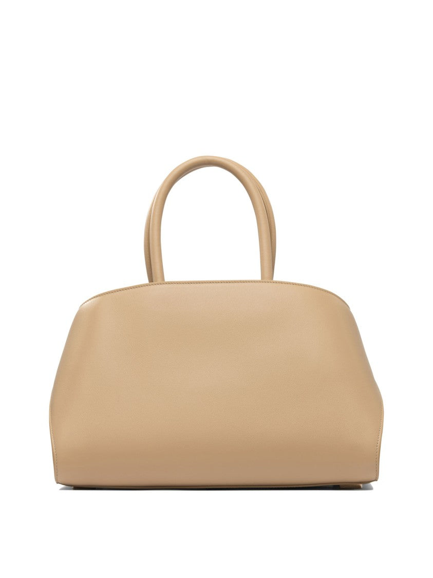 Ferragamo Structured Neutral Leather Shoulder Bag