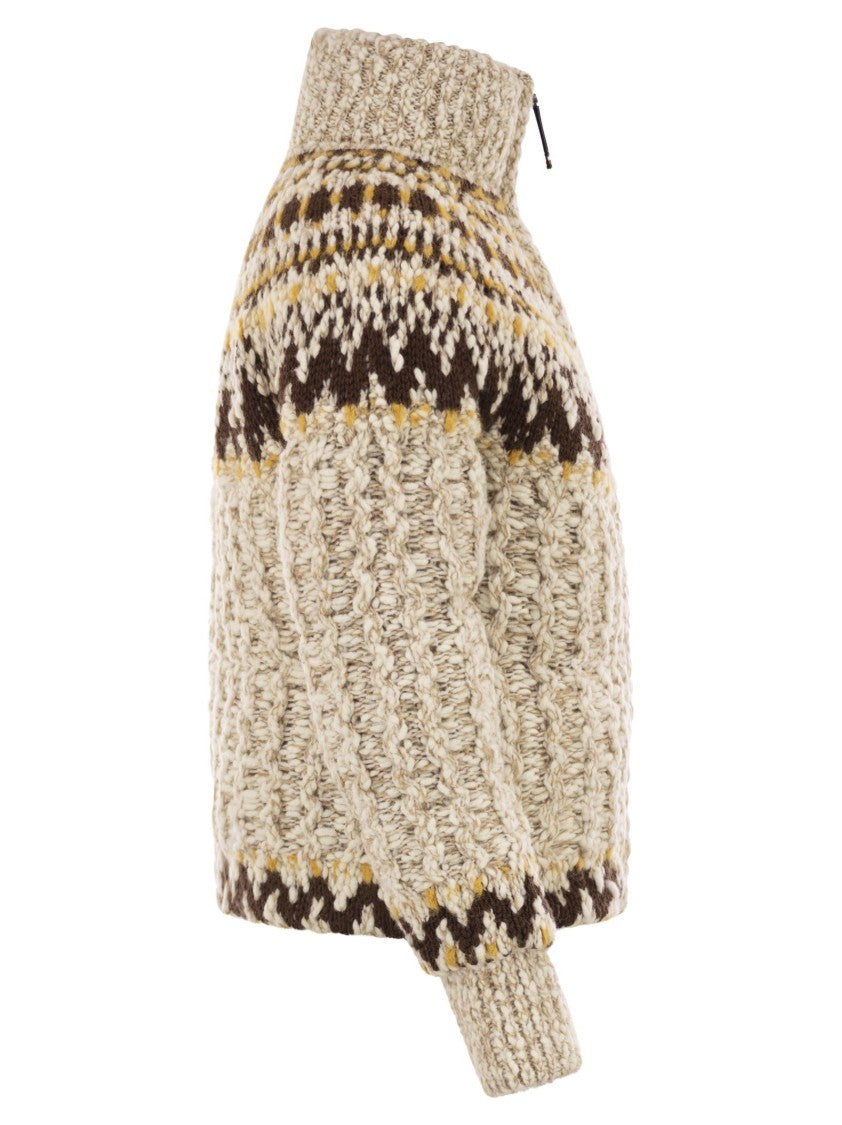 Moncler Grenoble Girose Cardigan With Zip In Wool Blend