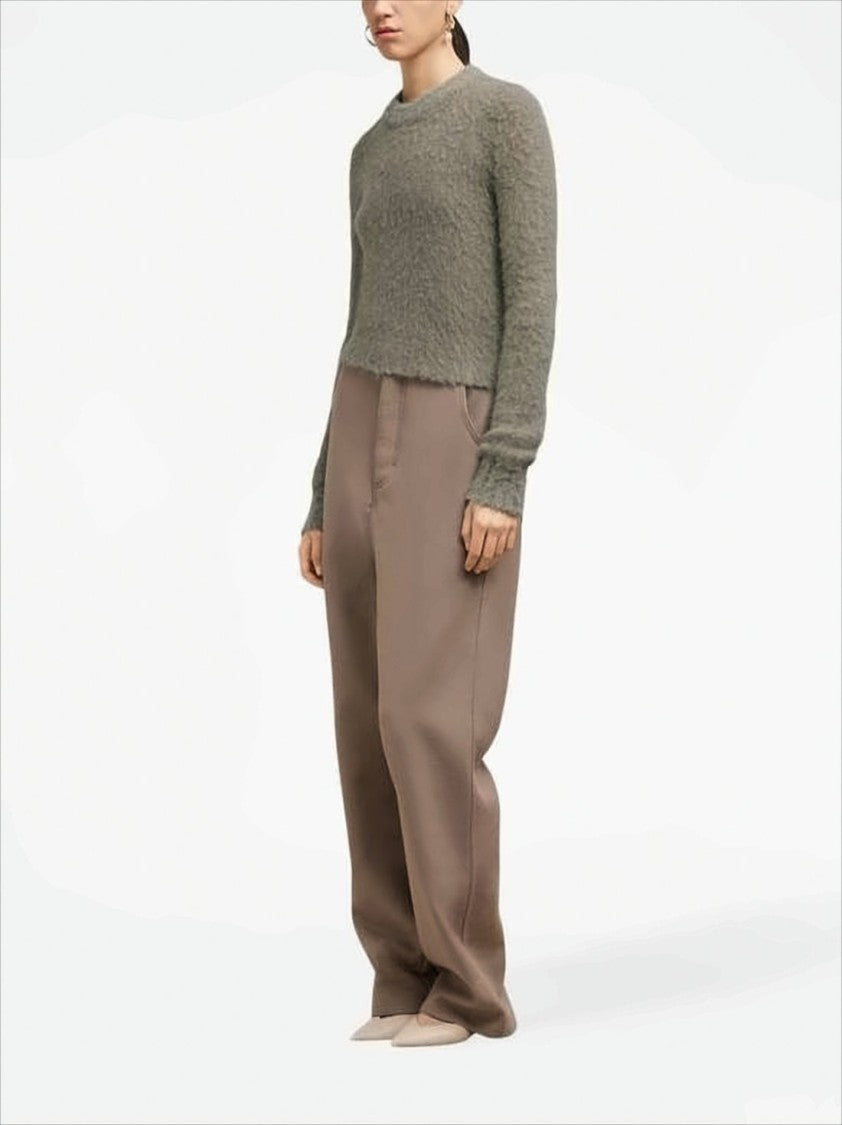 Ami Paris Cropped Sweater With Fuzzy Texture