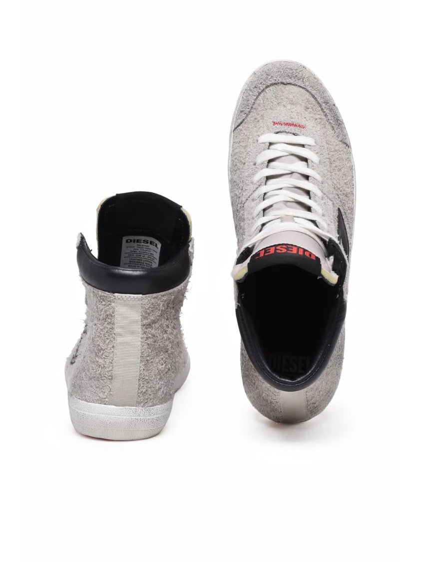 Diesel Grey Leather Leroji Mid Sneakers
