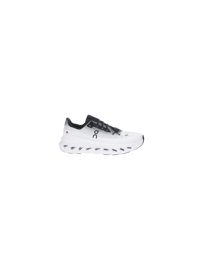 On Cushioned White Sneakers With Sculpted Sole And Cut-Out Details