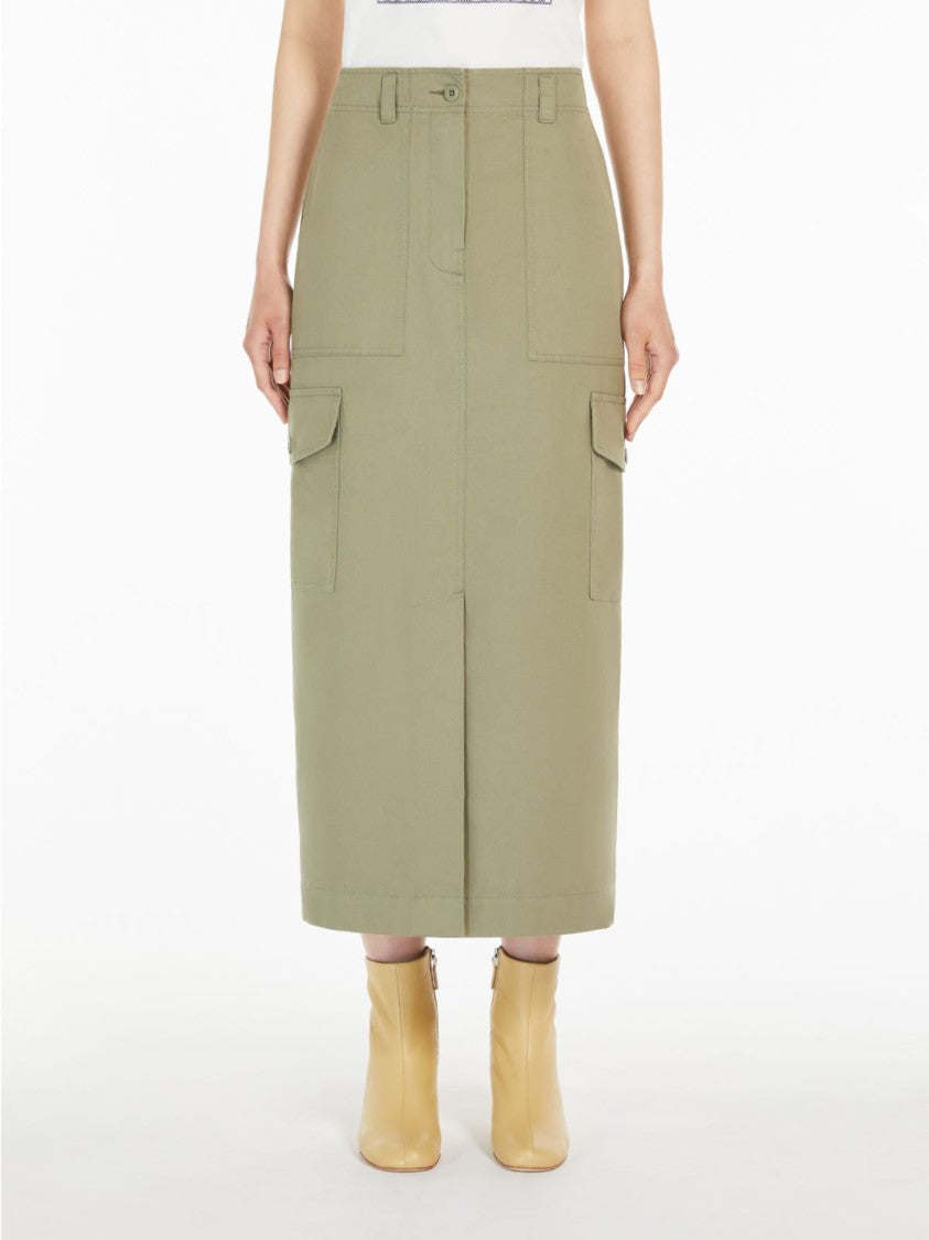 Max Mara Canvas Midi Skirt With Cargo Pockets
