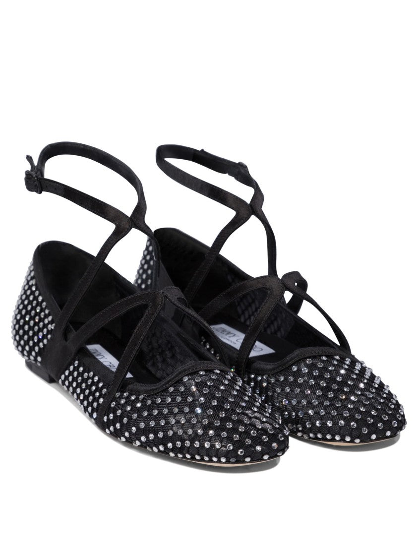 Jimmy Choo Pointed Toe Studded Leather Ballerinas