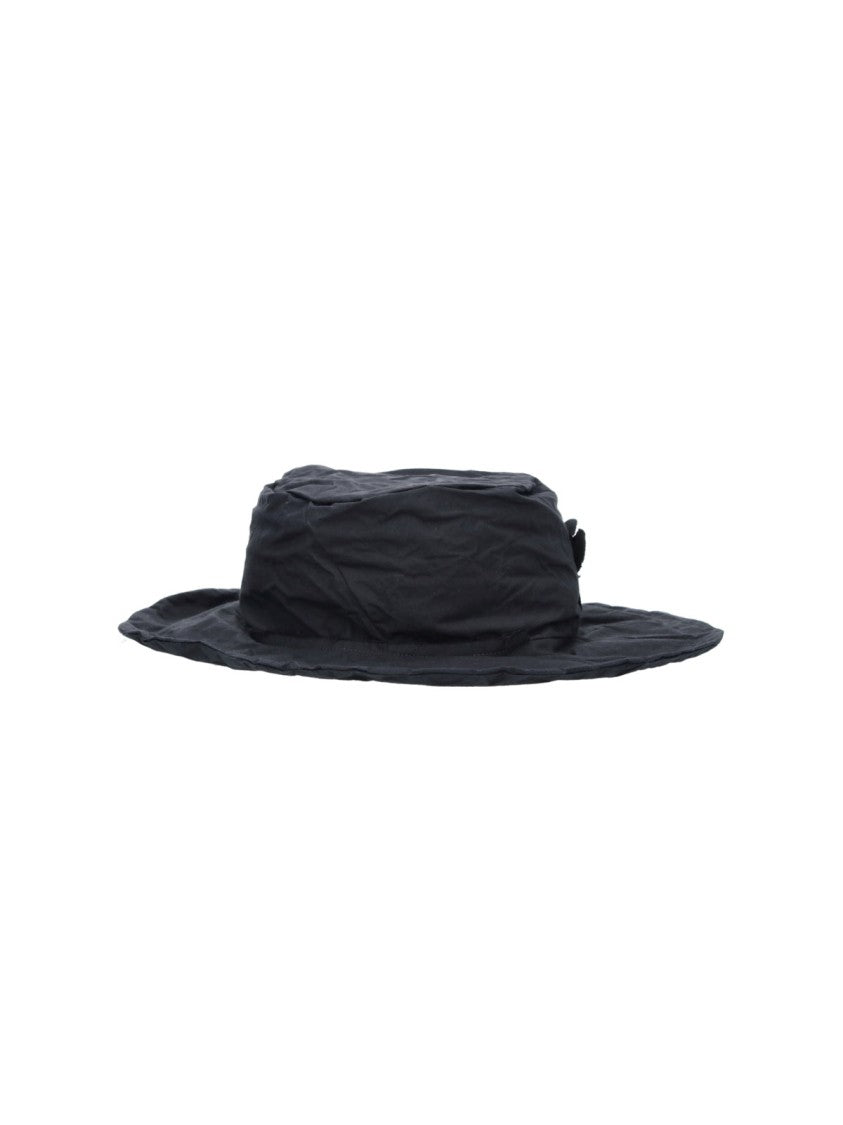 Scha Black Round Crown Floral Embellished Hat