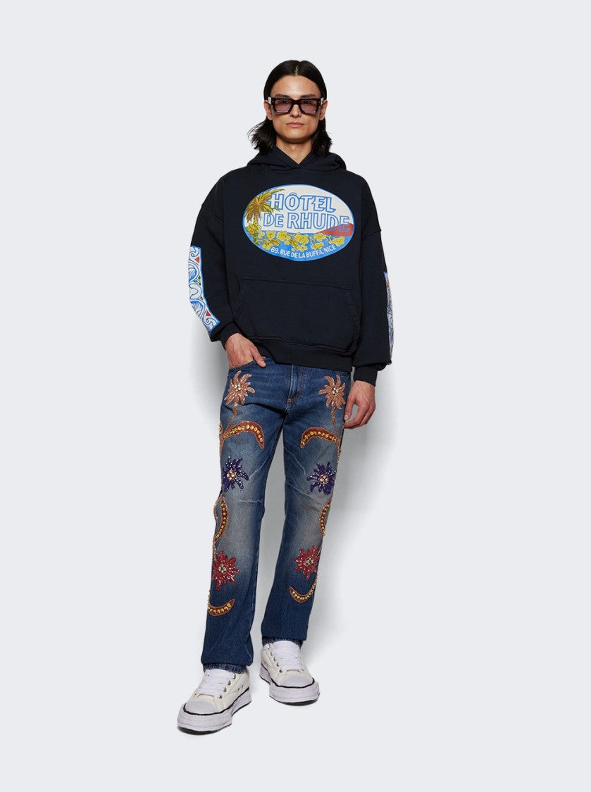 Rhude Hotel Hoodie Vintage Blue