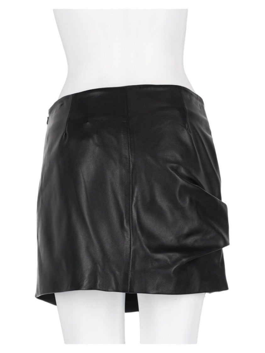 Isabel Marant Short Fitted Lamb Leather Skirt With Draped Detailing