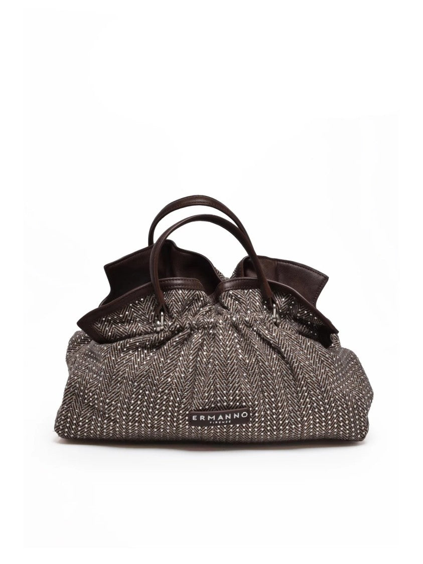 Ermanno Firenze Brown Octavia Textured Polyurethane Shoulder Bag