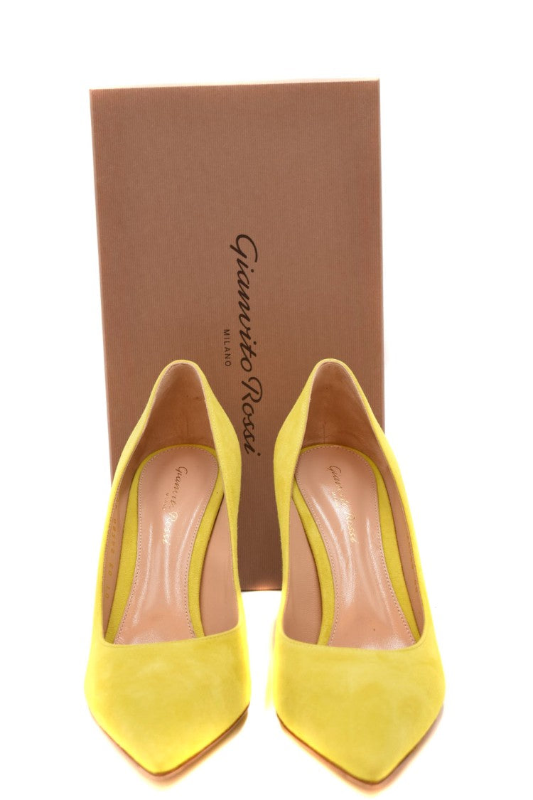 Gianvito Rossi Yellow Gianvito 85 Pointed Suede Pumps