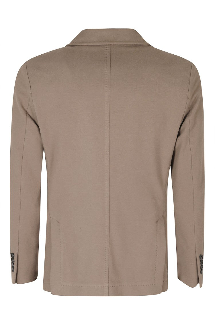 Circolo 1901 Taupe Single-Breasted Fleece Cotton-Blend Blazer