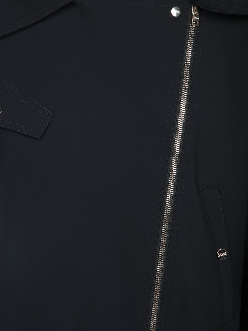 Herno Biker Jacket With Asymmetrical Zip Closure