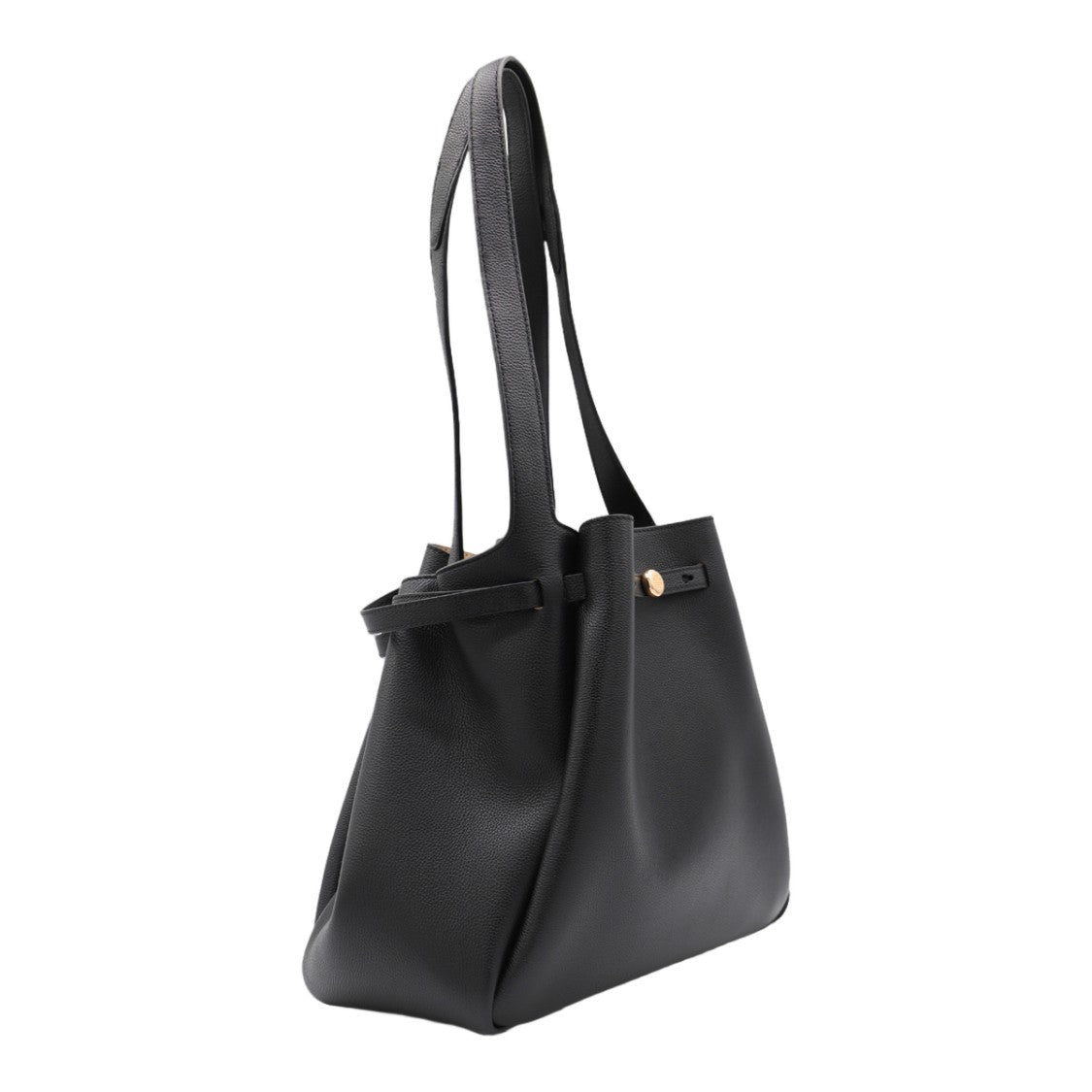 Tory Burch Structured Black Tote Bag With Gold-Tone Detail