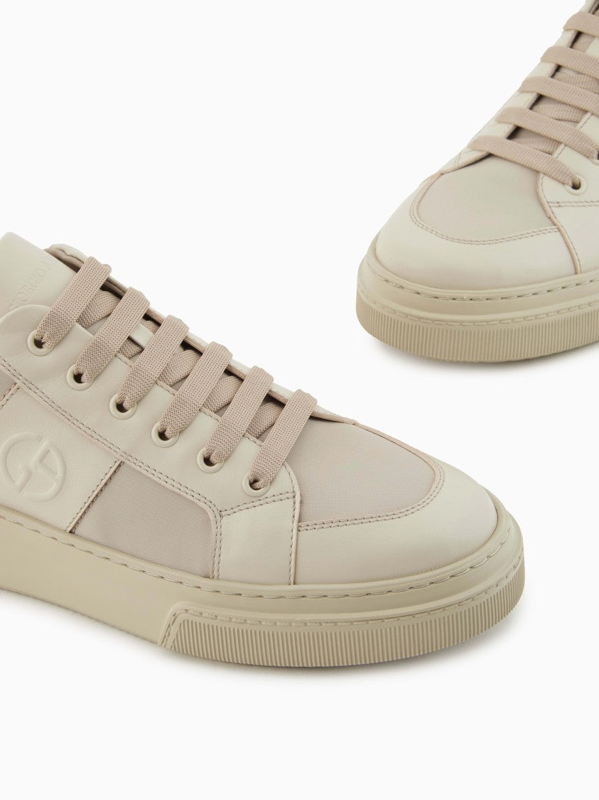 Giorgio Armani Minimalist Smooth Leather Ga Logo Sneakers