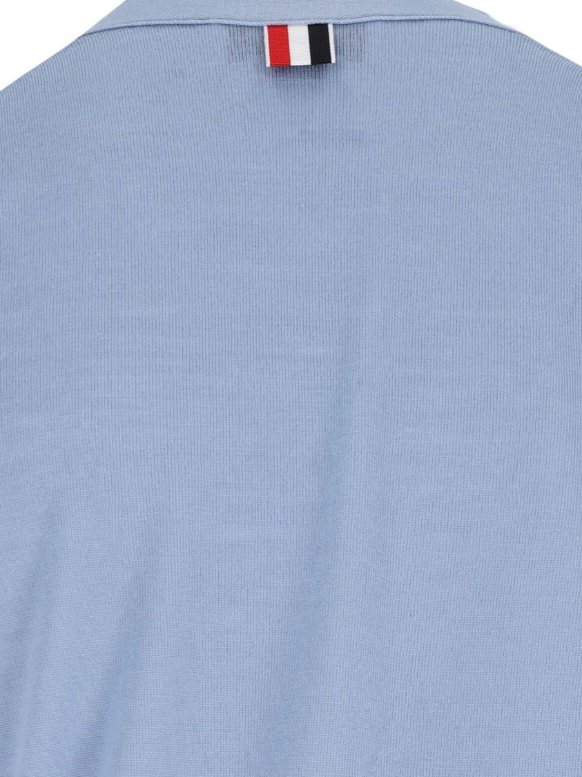 Thom Browne Blue 4-Bar V-Neck Virgin Wool Cardigan
