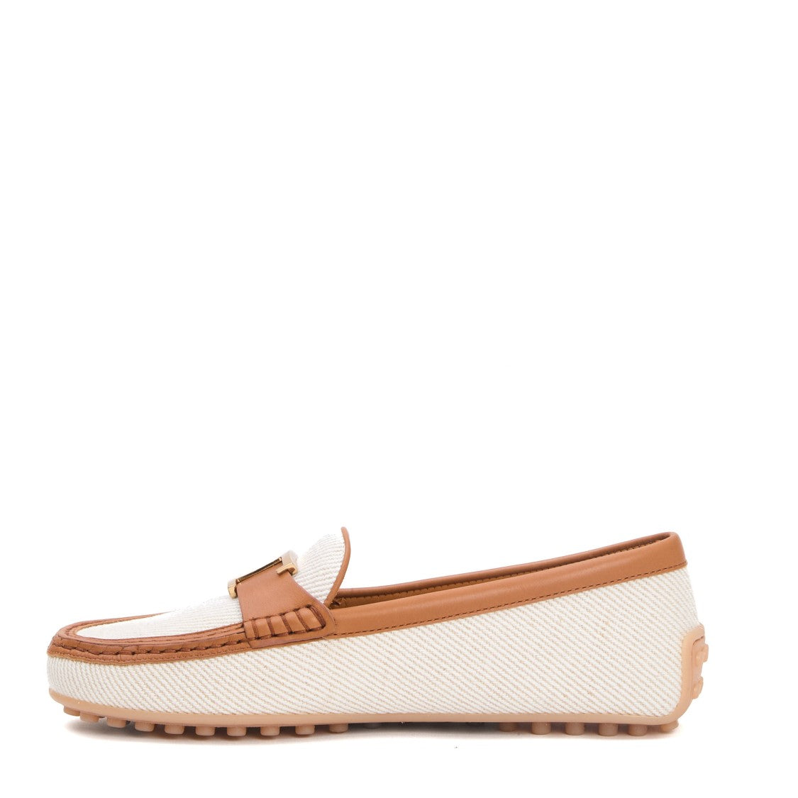 Tod's City Gommino Fabric Cream Leather Leather