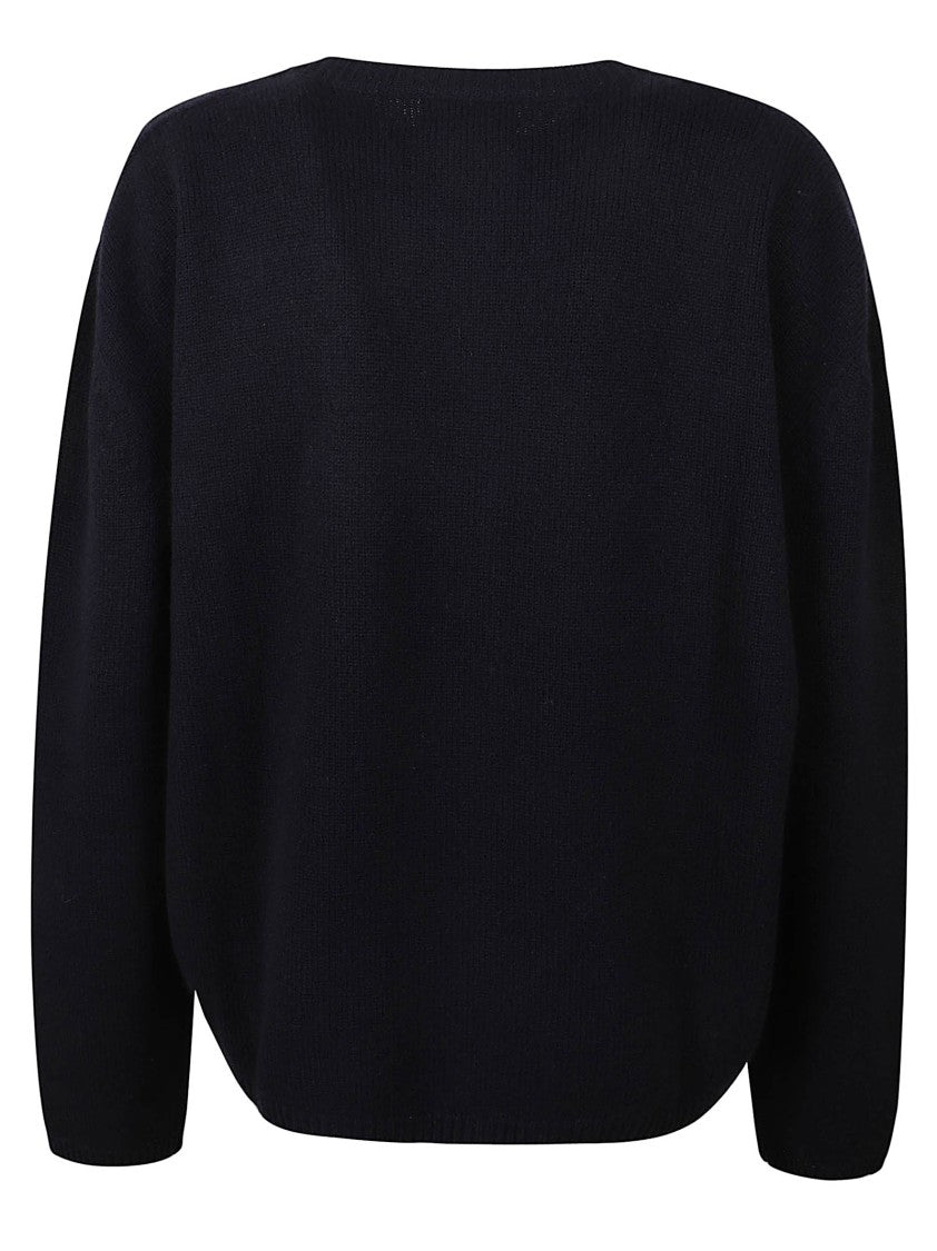 Be You Black Knit Sweater With Round Neckline And Cropped Hem