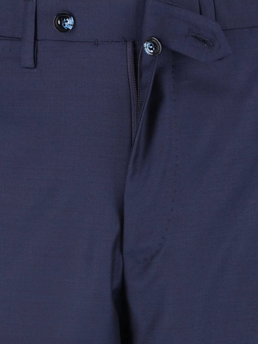Kiton Navy Double-Breasted Peaked Lapel Wool Suit