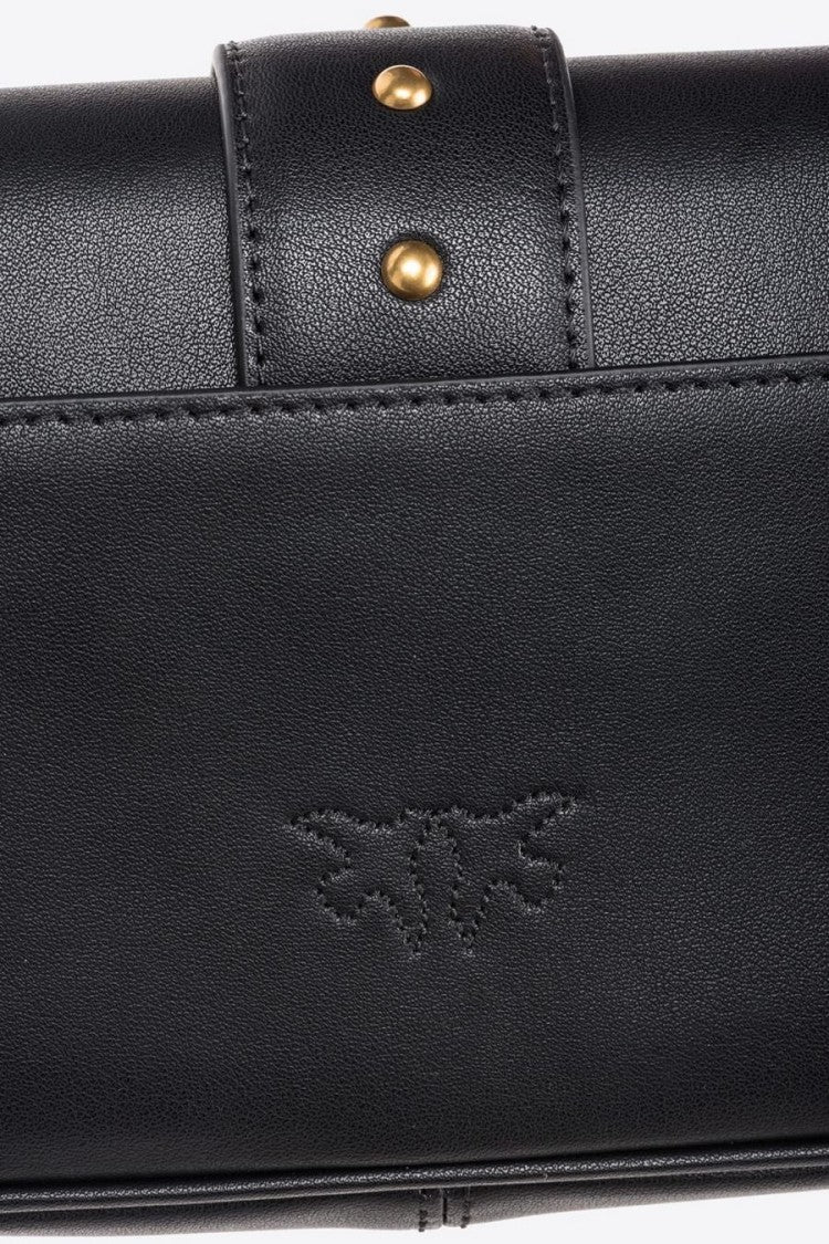 Pinko Black Leather Shoulder Bag With Gold-Tone Clasp