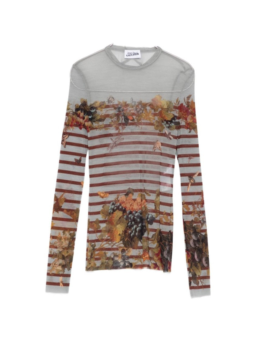 Jean Paul Gaultier Multicolour Silk And Nylon Graphic Top