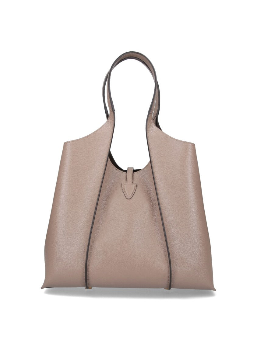 Tod's Tote Bag In Taupe Leather With Adjustable Strap