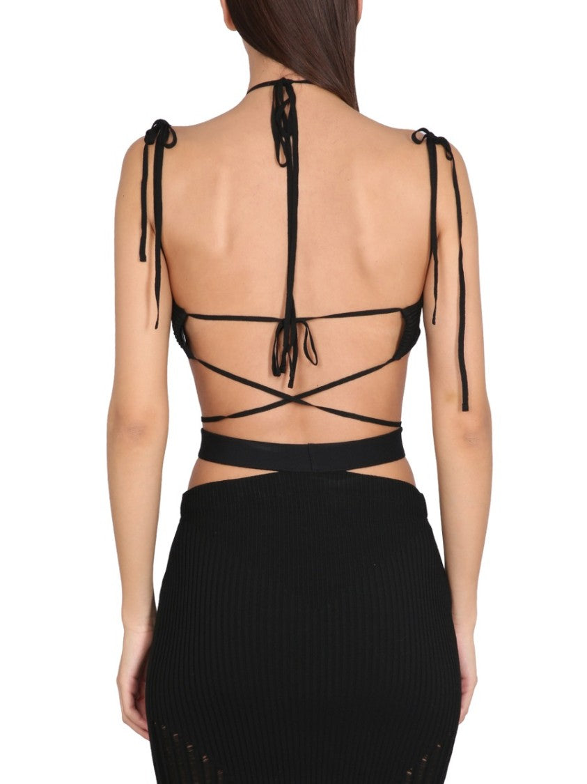 Andreâdamo Black Ribbed Mini Top