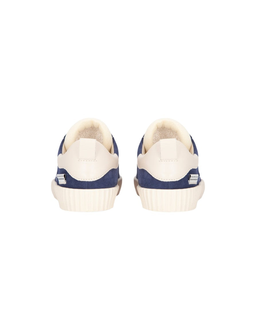 Springa Blue Wavy Suede Sneakers With Leather Details