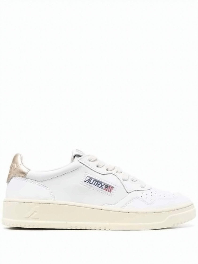 Autry White Leather Low-Top Sneakers With Metallic Heel Tab