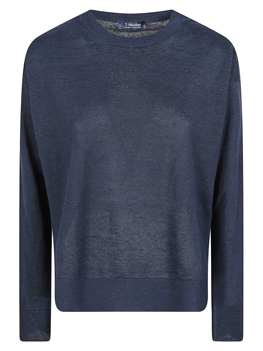 Max Mara Relaxed Fit Semi-Sheer Linen Top With Ribbed Details