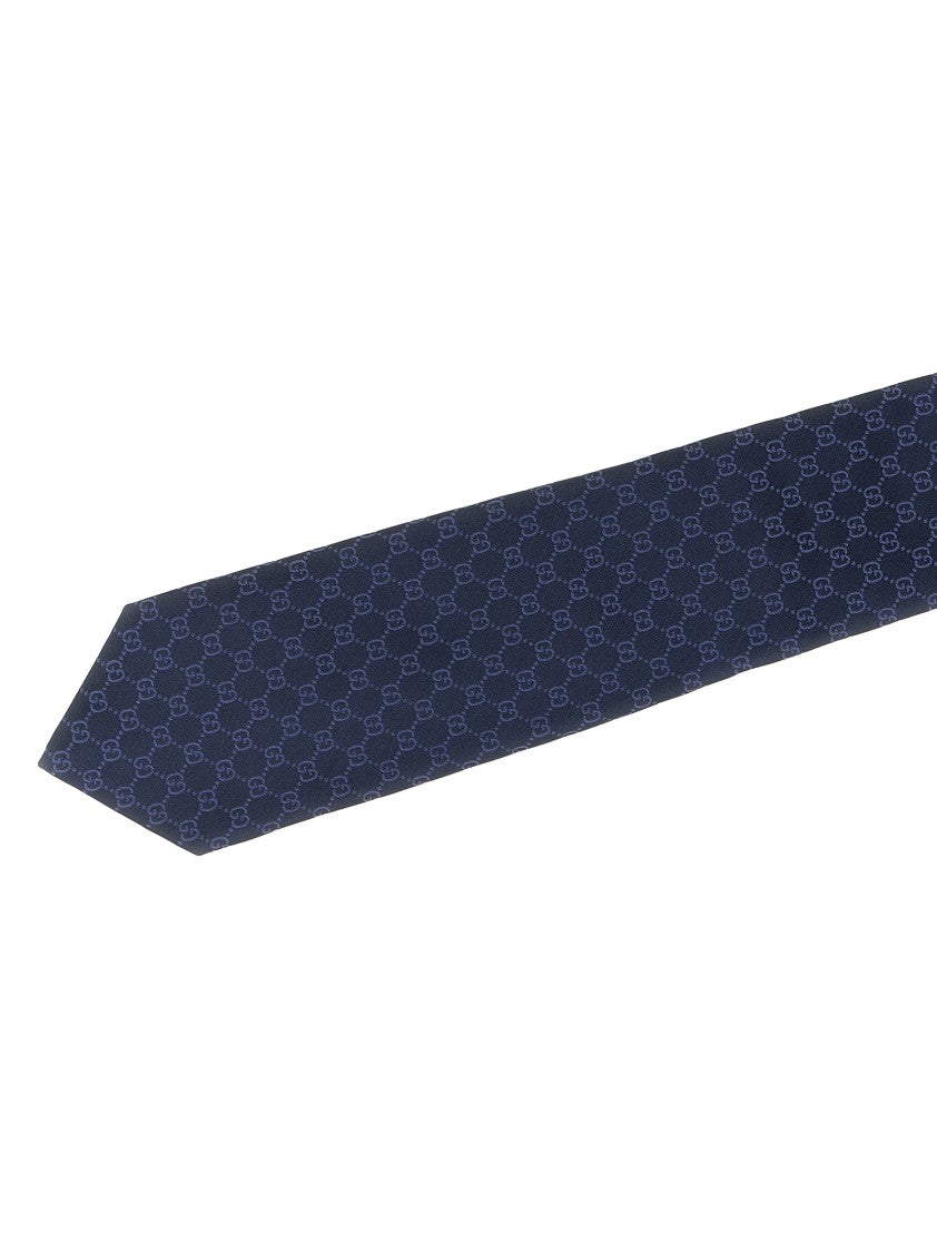 Gucci Silk Tie With Interlocking Double G Motif
