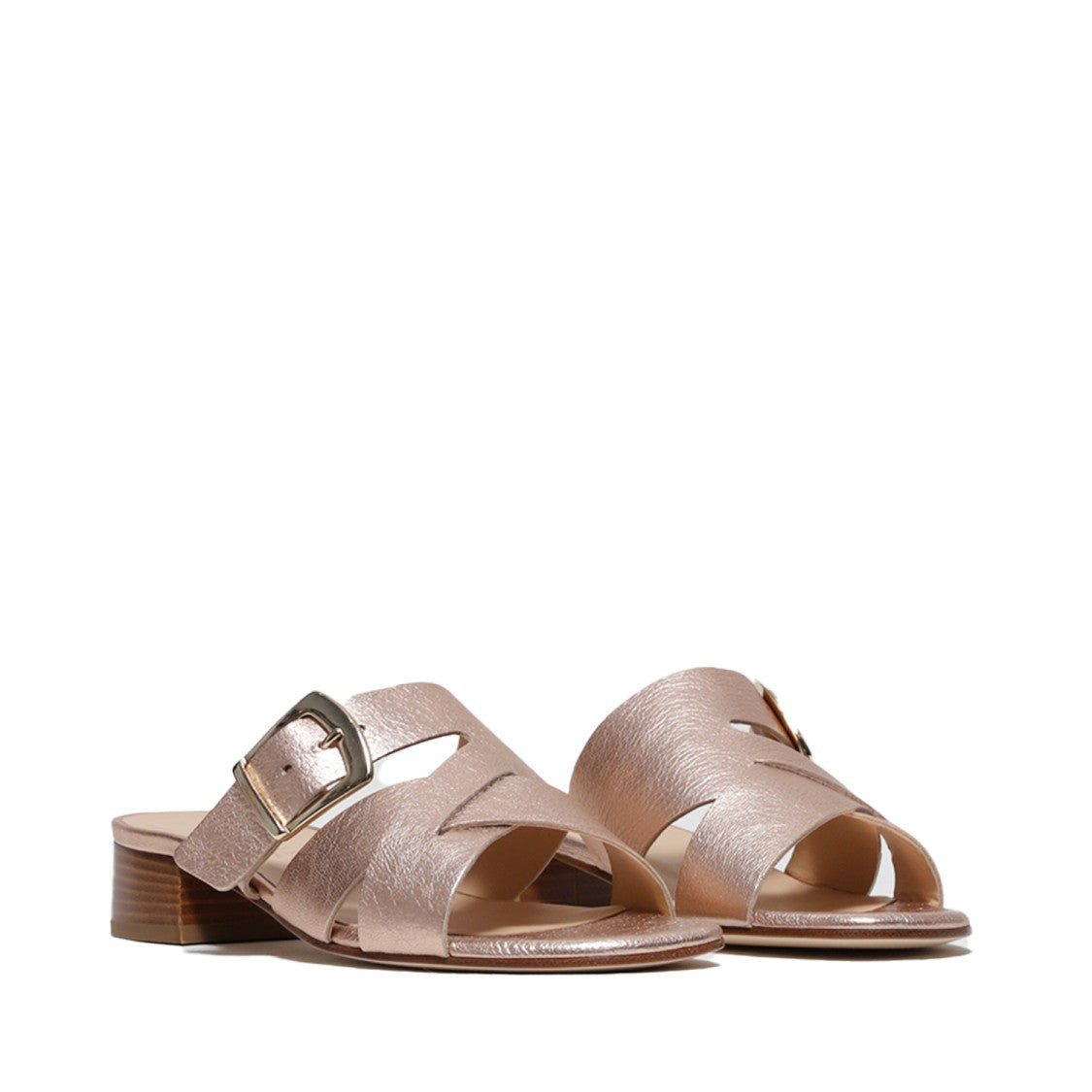 La Sellerie Copper Leather Slipper With Cross And Golden Buckle