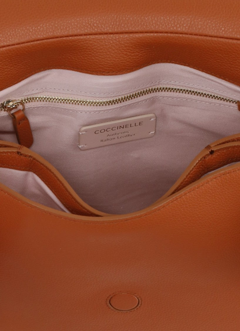 Coccinelle Medium Leather Shoulder Bag With Flap Closure