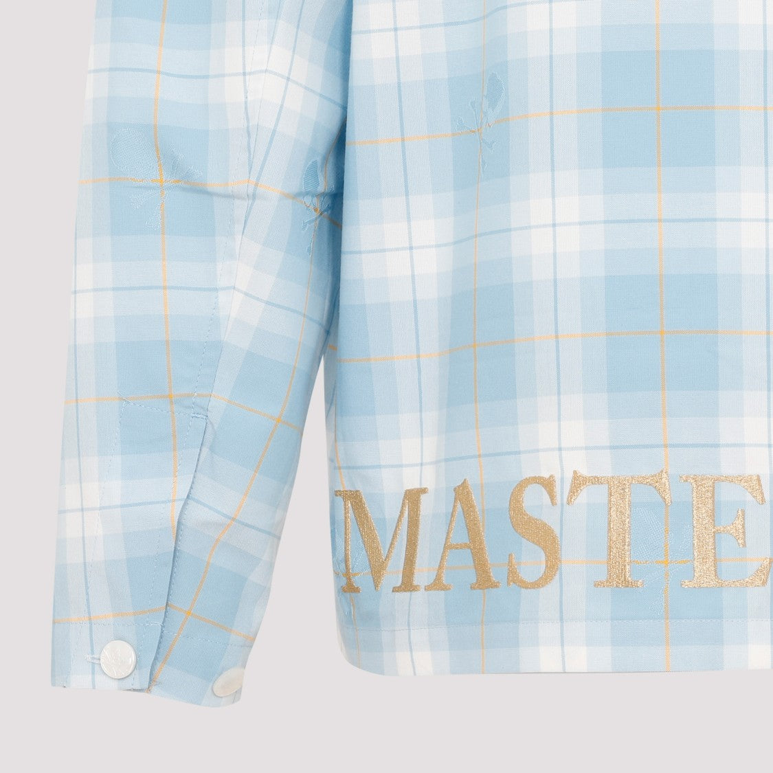 Mastermind Blue Cotton Open Collar Plaid Shirt