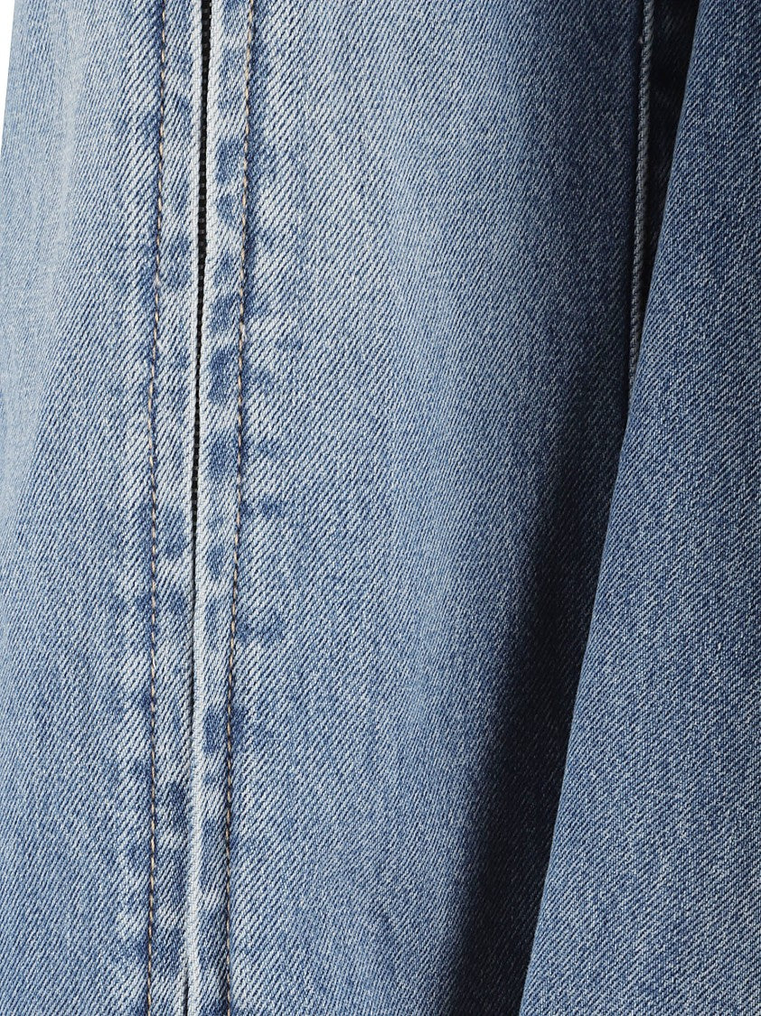 Alexander Mcqueen Slightly Flared Light Blue Jeans With Raw Hem