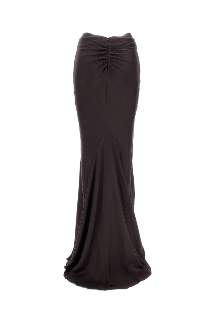 The Andamane Brown Satin Nemesia Mermaid Maxi Skirt