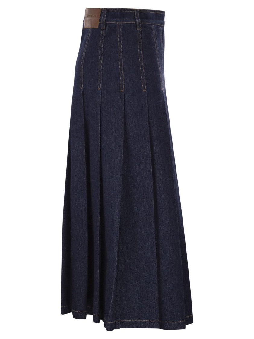 Max Mara Wkdovale - Denim Pleated Skirt