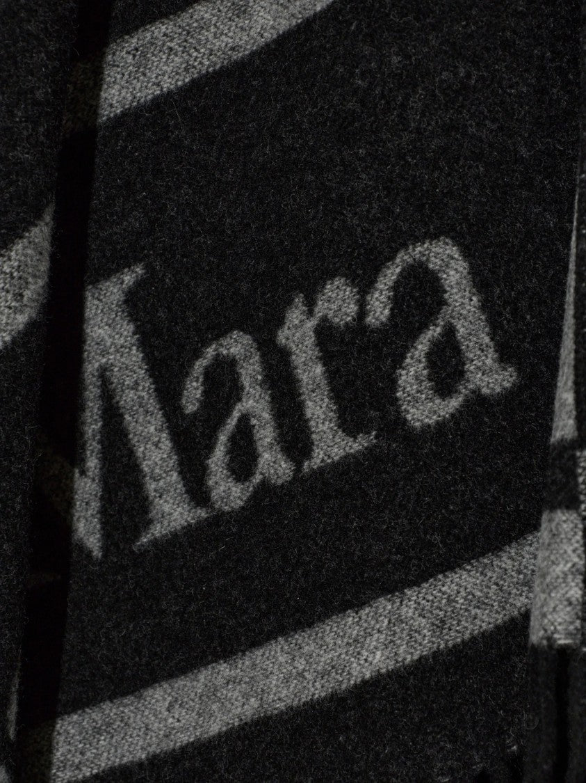 Max Mara Black Hilde Wool Fringed Poncho